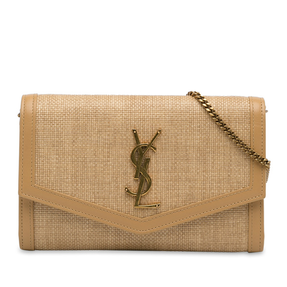 Pre-Loved Saint Laurent Monogram Raffia Uptown Wallet on Chain - Picture 1 of 12
